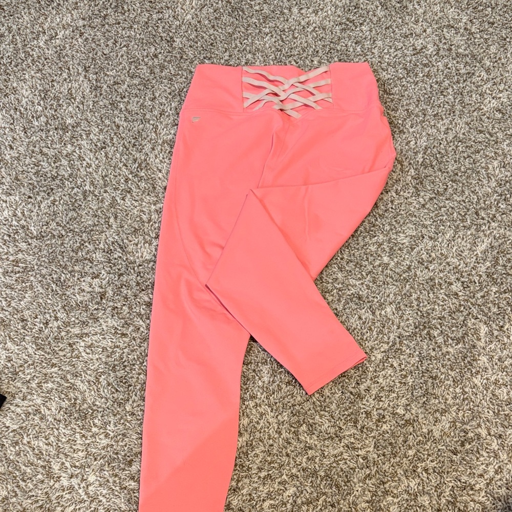 Fabletics Boost Pink Leggings with Crisscross Detail